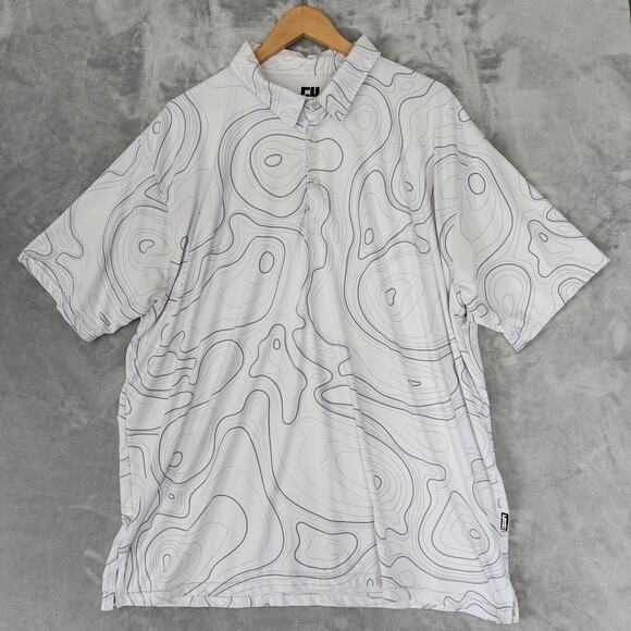 GH Greater Half Polo Shirt Mens 2XL Performance Golf Gray White Marble Print - Picture 1 of 9